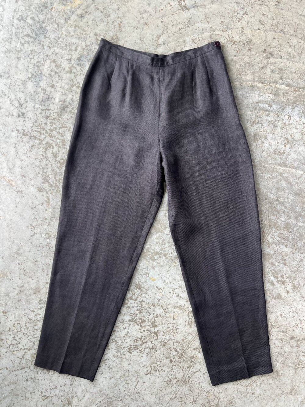 Talbots 100% Irish Linen Black Pants Women's 10P High Rise Taper Petites Vintage
